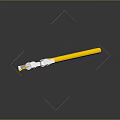 Golden Key With Transparent Square Section Yellow Top Decoration And Black Red Handle Details