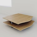 Modern Wooden Coffee Table With Two Tier Design And Black Metal Supports