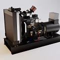 Industrial Generator Unit With Motor Cooling Fan Piping System And Control Panel On Black Base