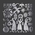 Abstract Silver Artwork With Eagle Figures Geometric Patterns And Spiral Motifs 3d model