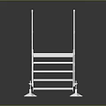 White Metal Staircase With Platform Handrails Steps And Square Support Feet