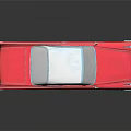 Red Vintage Classic Car Model with Shiny Exterior and Reflection on Dark Background