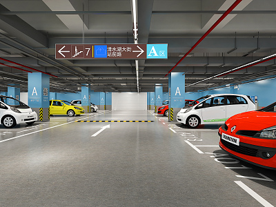 Modern Parking Underground Parking Plant model