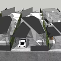 Modern Architecture Courtyard Landscape Residence 3d model
