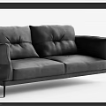 Modern Two Seater Tufted Leather Sofa in Brown and Black 3d model