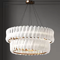 Modern White Circular Chandeliers With Intricate Patterns And Metal Base Design 3d model