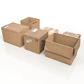 Brown Cardboard Storage Boxes Open And Closed Containers For Home Use 3d model