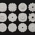 Various Decorative Ceiling Medallions With Ornate Patterns And Designs 3d model