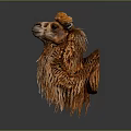 Realistic Fluffy Brown Camel With Thick Fur Standing Against Dark Background