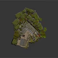 Natural Rocky Landscape Design With Cliffs Trees Stream Waterfall And Vegetation