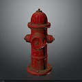 Red Fire Hydrant with Classic Design Isolated on Gray Gradient Background
