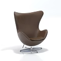 Stylish Brown Single Sofa With Modern Egg Shaped Design And Metal Base Stand 3d model