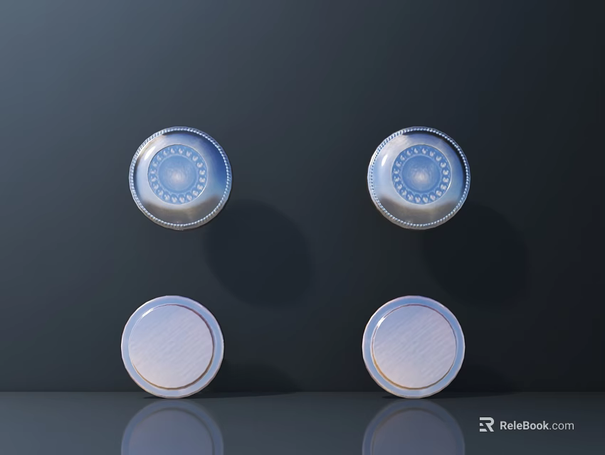 Decorative Round Metal Cabinet Handles With Intricate Patterns And Shiny Finish 3d model 
