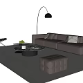 Modern Italian Sofa Coffee Table Combination Leather Sofa Multi-Person Sofa Single-Person Sofa Floor Lamp Side Table Decoration Sofa Stool 3d model