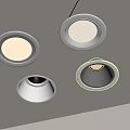 Minimalist Modern Recessed Downlights and Spotlights with Various Designs Installed on Ceiling