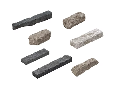 Rockery Stones In Different Shapes And Natural Textures For Garden Decoration 3d model