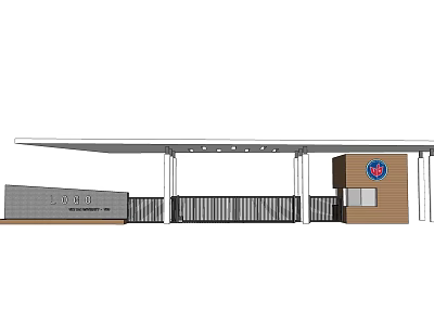 Modern Entrance Gate Design With Canopy Columns And Brand Logo Elements 3d model
