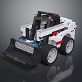 Lego Style White Utility Vehicle With Black Attachments 3d model