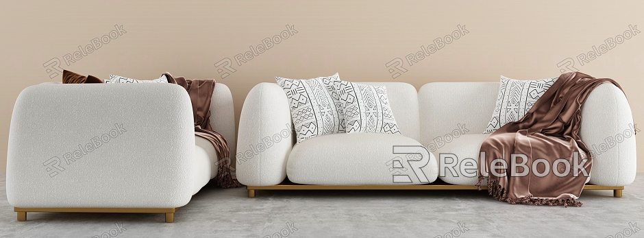 Modern double sofa multiplayer sofa model