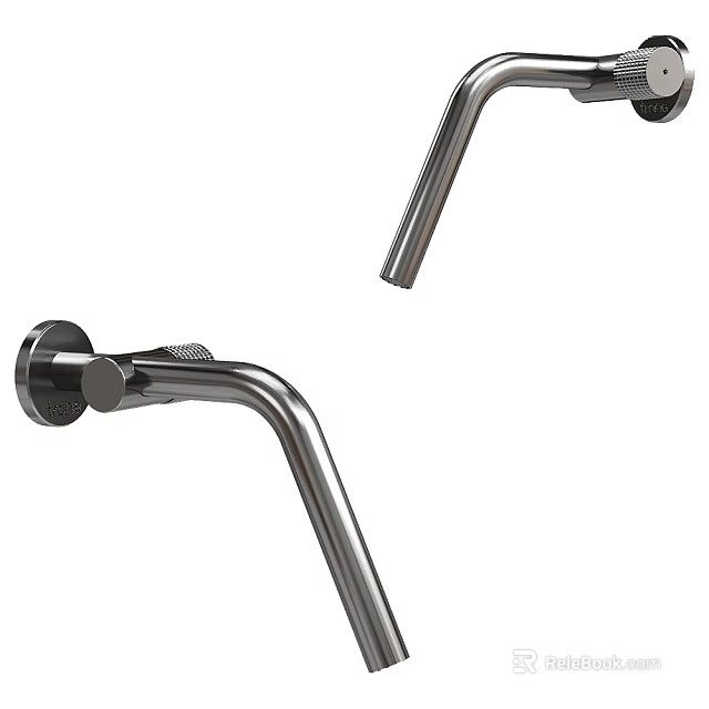 Modern Wall Mounted Sleek Metal Faucet With Curved Spout Design For Kitchen 3d model 