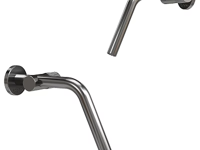 Modern Wall Mounted Sleek Metal Faucet With Curved Spout Design For Kitchen 3d model