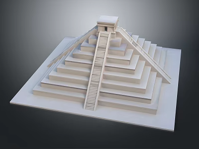 Ancient Pyramid Tower With Multiple Stepped Levels Central Staircase And Top Platform 3d model