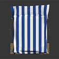 Blue And White Striped Canopy Tent With Wooden Frame And Stable Base Structure
