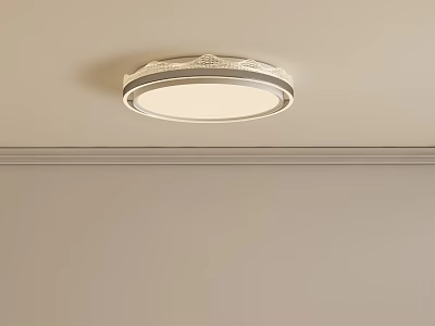 Modern Round Flush Mount Ceiling Light With Decorative Frame And White Lampshade 3d model
