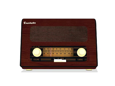 Grundig Retro Radio with Wooden Case FM AM Tuner Round Knobs and Gold Feet 3d model