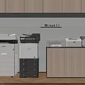 Modern Office Interior With Different Office Appliances Printers Copiers And Storage Units