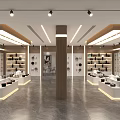 Modern Specialty Store Interior With Spacious Layout Shelves Display Items And Modern Lighting 3d model