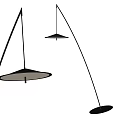 Modern Arc shaped Floor Lamp With Round White Shade And Red Accent Soft Lighting