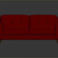 Red Sofa With Tufted Cushions Armrests And Wooden Legs For Living Room