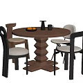 Middle Style Dining Table and Chair Round Dining Table Dining Chair Single Chair 3d model