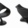 Modern Black Leisure Chairs With Unique Curved Lines And Spiral Base Design