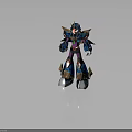 Armored Robot Character 3D Model with Blue Purple Gold Mechanical Futuristic Details