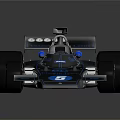Blue Streamlined Formula Racing Car With Number 5 And Aerodynamic Rear Wing