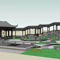 Traditional Chinese Garden Landscape Design With Pagoda Pavilion Stone Rockery And Winding Pathway