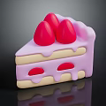 Layered Cake with Pink Frosting and Red Strawberry Toppings Yellow and Pink Layers