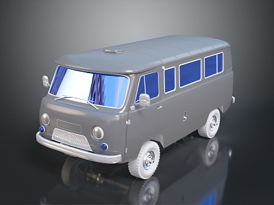 minibus minivan driverless bus school bus van box car 3d model