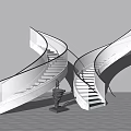 modern revolving staircase 3d model