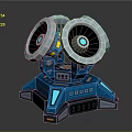 Futuristic Sci-Fi Weapon With Blue Mechanical Base And Circular Energy Disks