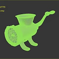 Manual Meat Grinder With Red Handle Metal Body Funnel Shaped Hopper And Grinding Plate
