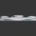 Cartoon Scene of Futuristic White Blue Spaceship With Streamlined Design and Circular Center