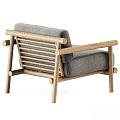 Minimalist Single Sofa With Wooden Frame And Light Gray Fabric Upholstery