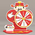 Interactive Zone With Red Cartoon Figure Lucky Wheel And Various Prizes