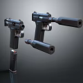 Black Tactical Pistols With Silencers And Ergonomic Grips On Dark Background