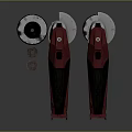 Pink And Gray Handheld Power Tools With Circular Blades And Accessories