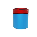 Decorative Object With Red Circular Holed Top Blue Base And Yellow Center