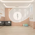 Dance Fitness Studio With Barre Wooden Floor Mirror And Silhouette Decor